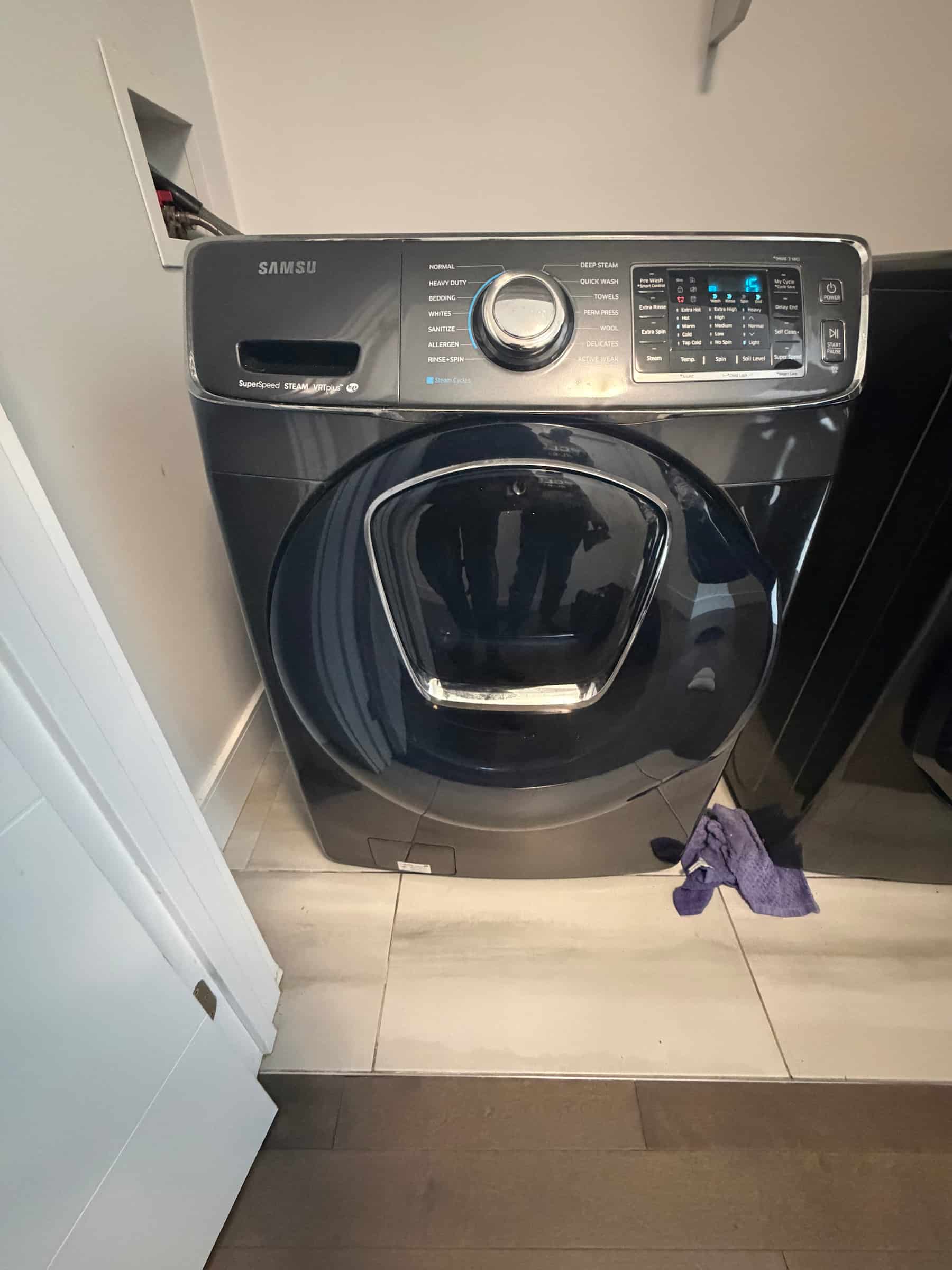 Front-load washer vibration issue repaired in Timberlea.